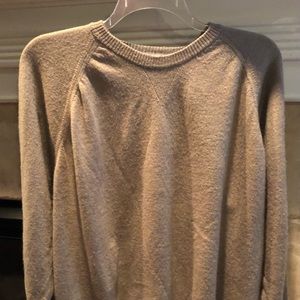 Pronto Uomo Men's Sweater Pullover Made in Italy Merino Wool Tan = L